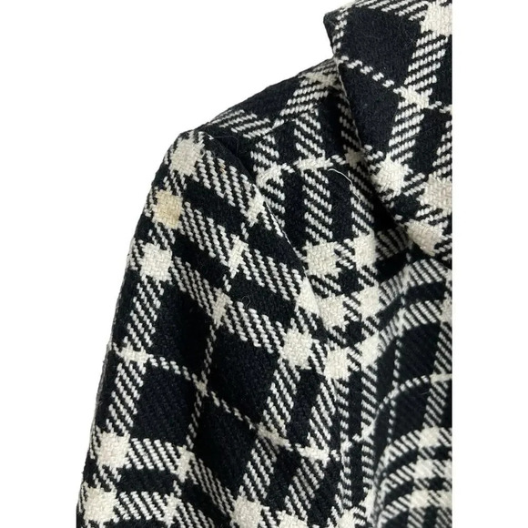 Anne Taylor Plaid Peacoat Size 6 Black & White Recycled Wool Blend Women’s - Picture 6 of 11
